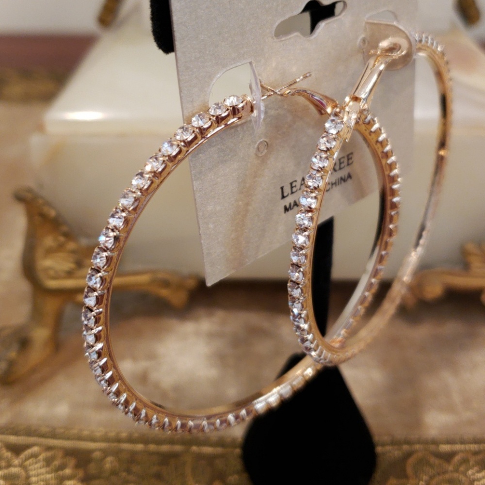 Natasha pave crystal hoops NWT